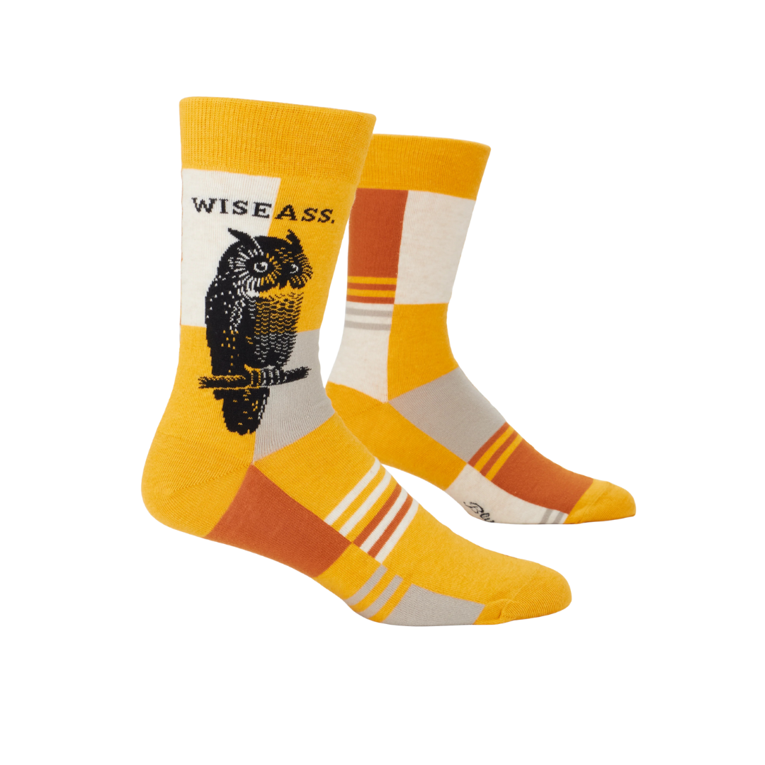 Men's Crew Sock with Wise Ass text and Owl graphic