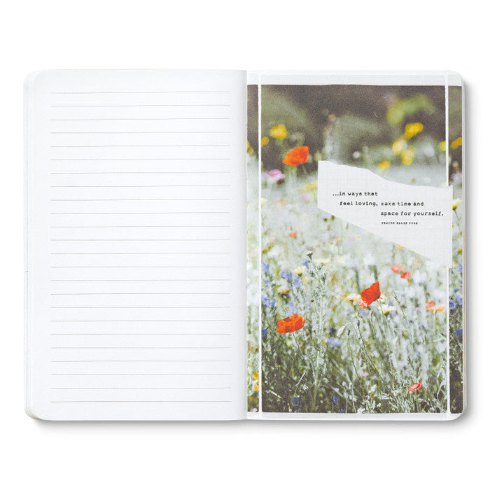 Sample of inspirational art in notebook is a field of wild flowers