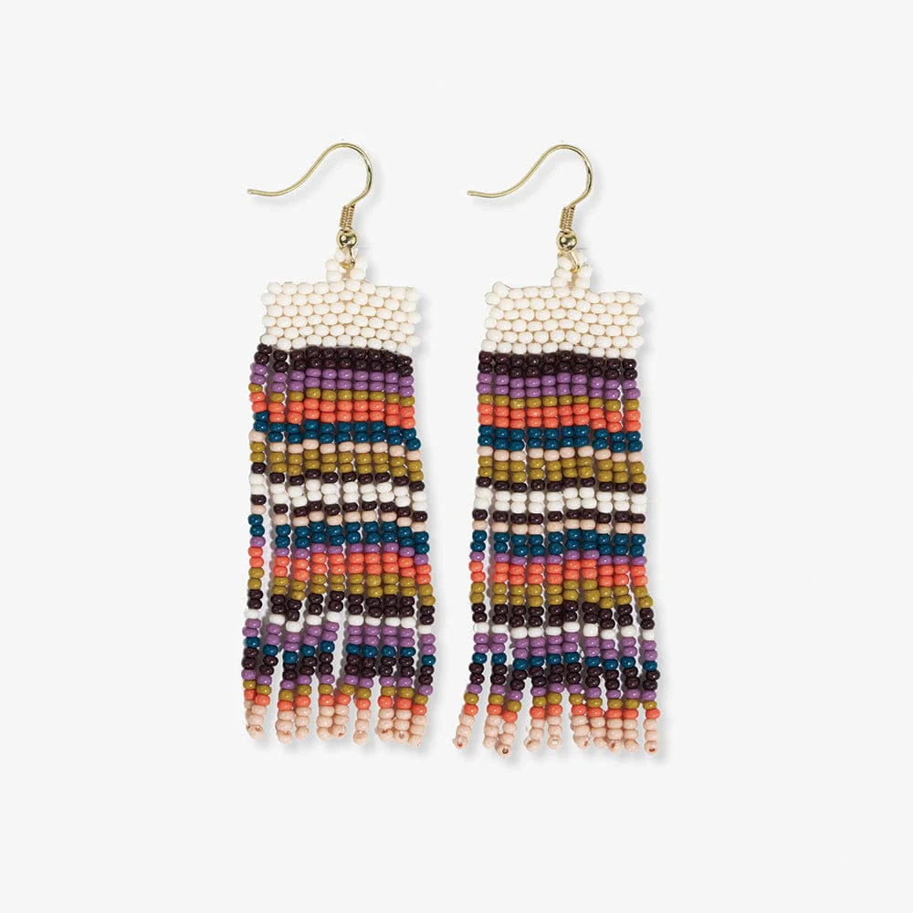 Adaline Horizontal Stripe Beaded Fringe Earrings - Amsterdam