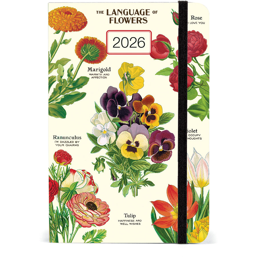 Language of Flowers 2026 planner is decorated with vintage floral illustrations