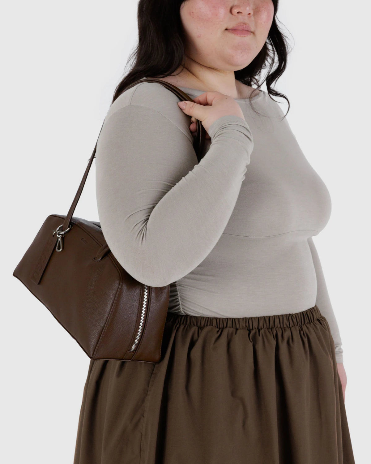 Baggu Recycled Leather Bowler Bag - Brown