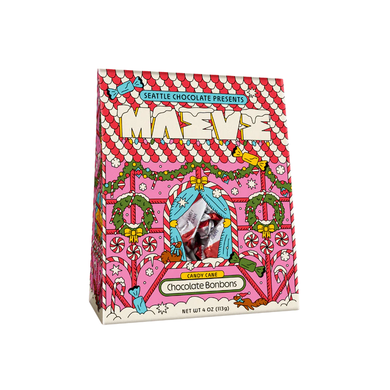 Maeve Chocolate peppermint gift box is all dressed up for the holidays!