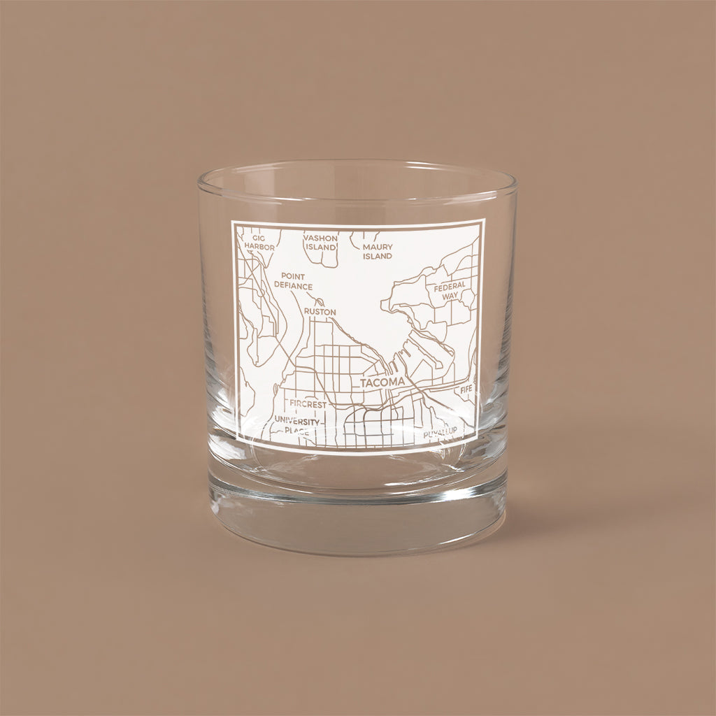 The Block Drinking Glass - Tacoma Map