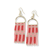 Load image into Gallery viewer, Allison Check Stripe Beaded Fringe Earrings - Blush
