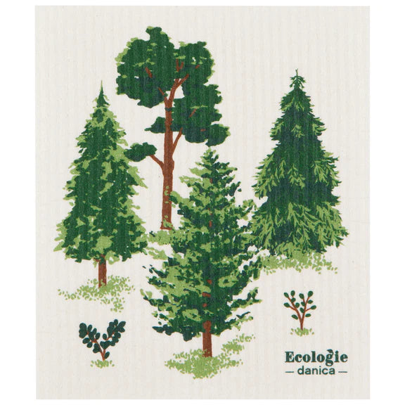 Reusable sponge cloth decorated with trees