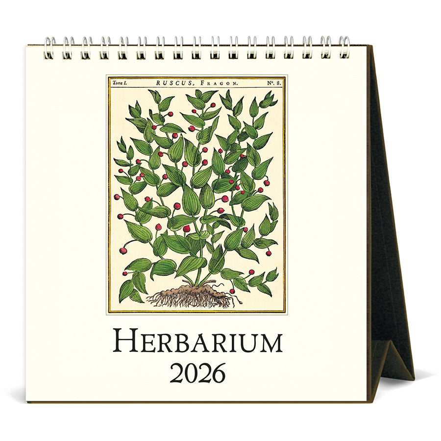 Herbarium-themed calendar with botanical illustration