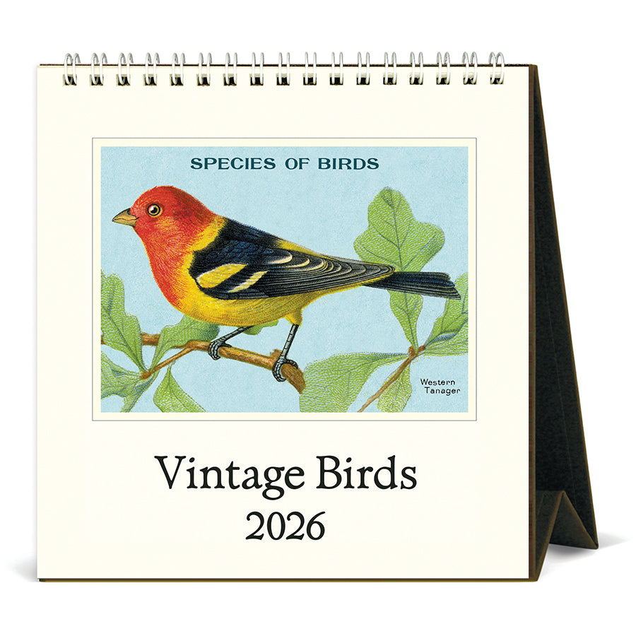 Vintage Birds 2026 calendar with a colorful bird illustration