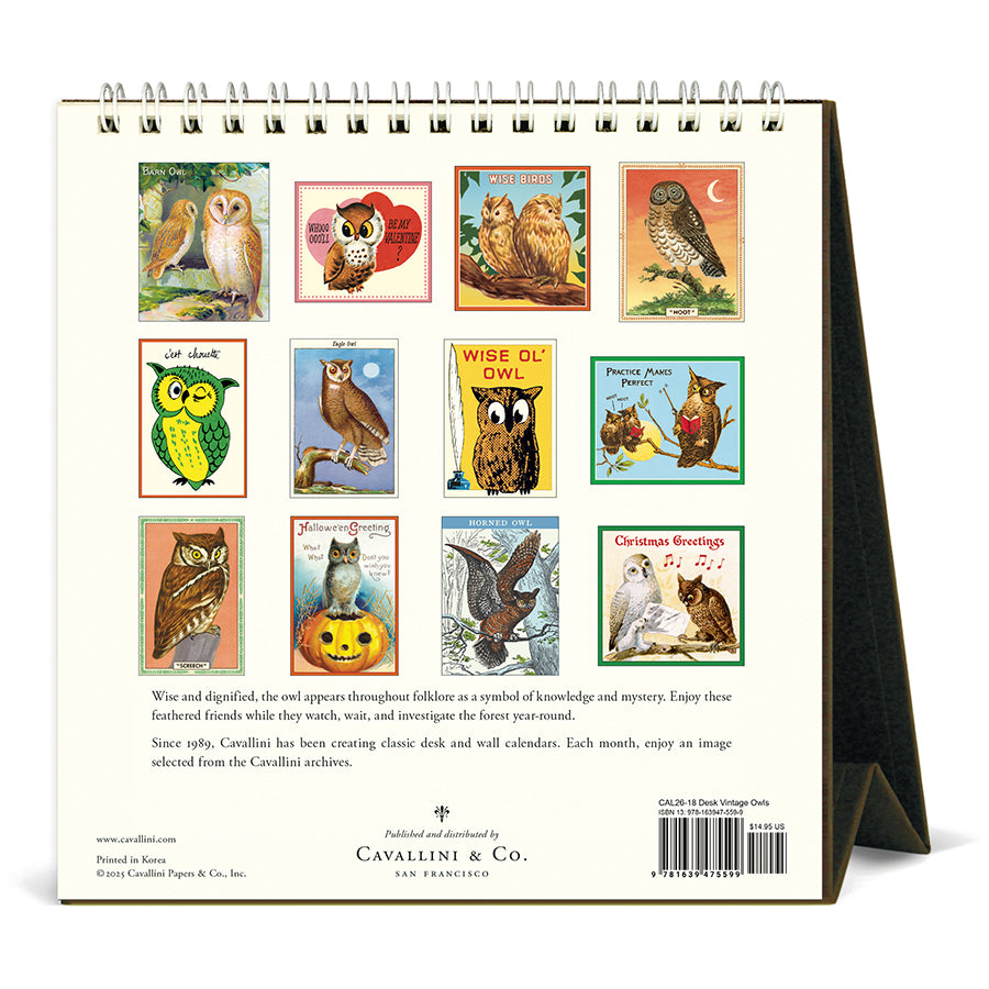 Sample of owl illustrations for each month