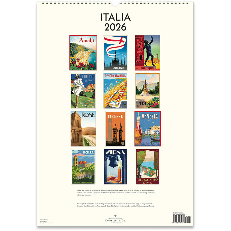 Sample of the illustrations for each month in the Italia 2026 calendar