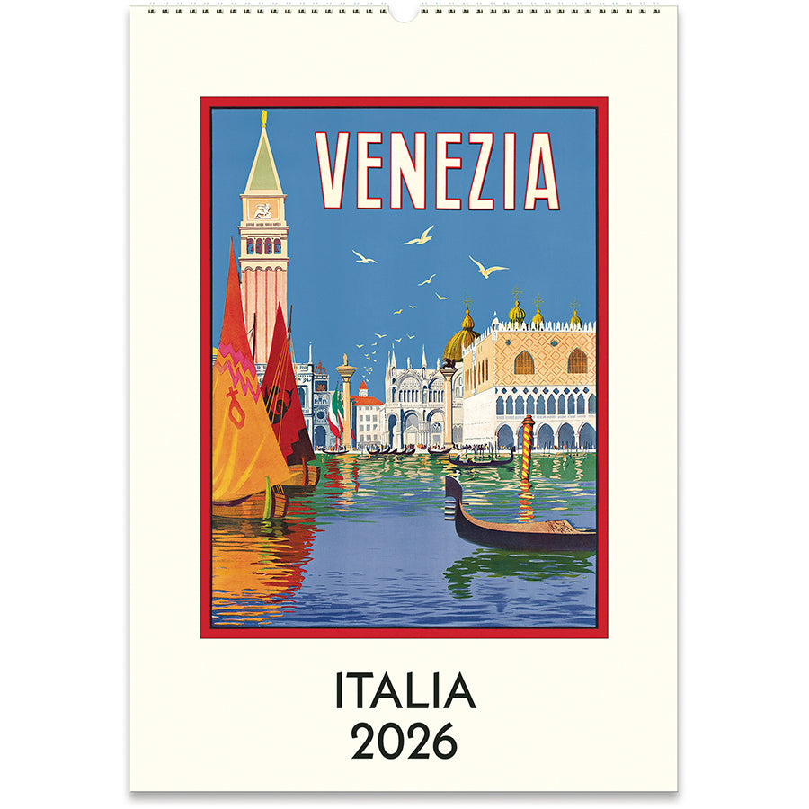 2026 Italia calendar cover with vintage illustration of Venice