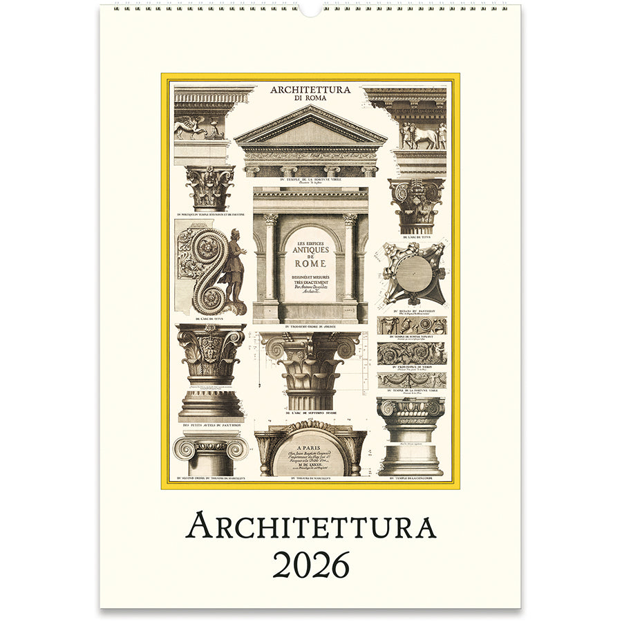 Architettura 2026 calendar with Italian architectural designs
