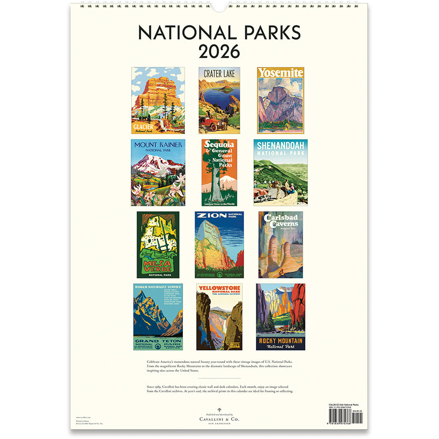 Sample of the illustrations for each month of the National Parks calendar