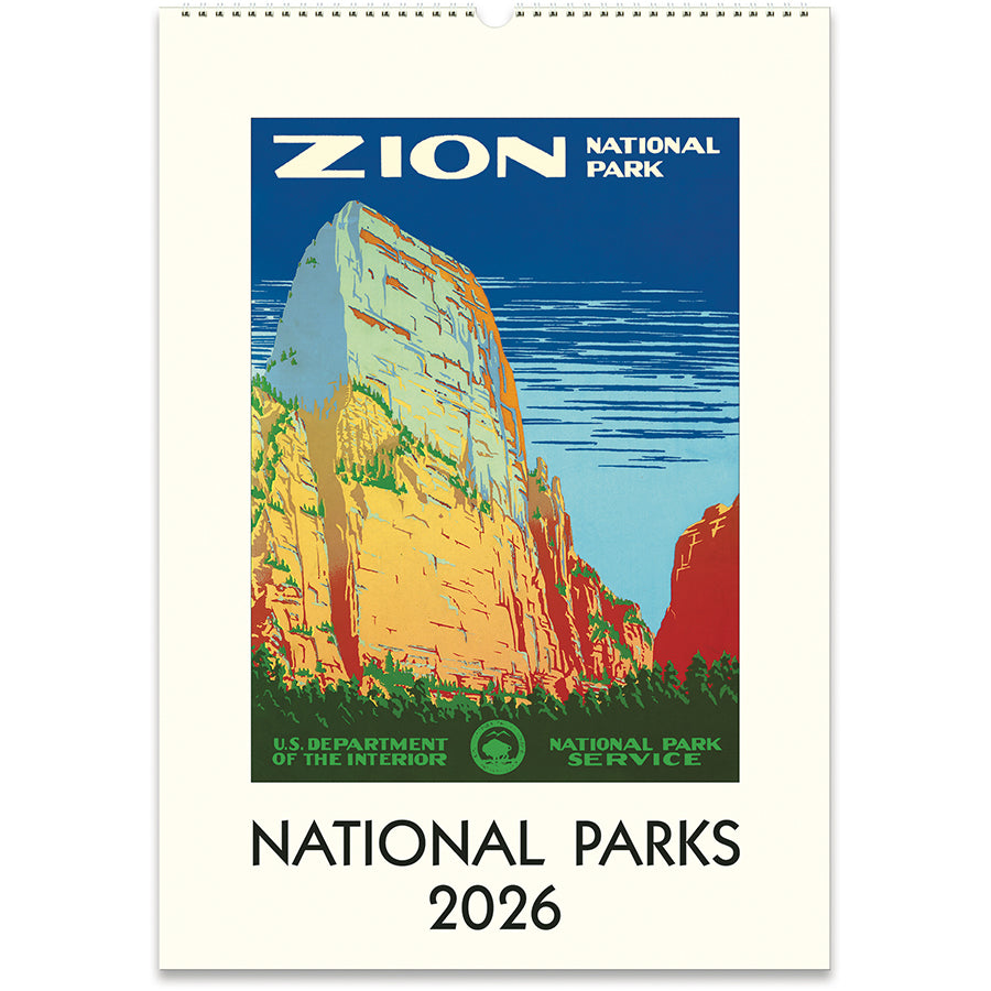 2026 National Parks calendar cover featuring vintage image of Zion National Park