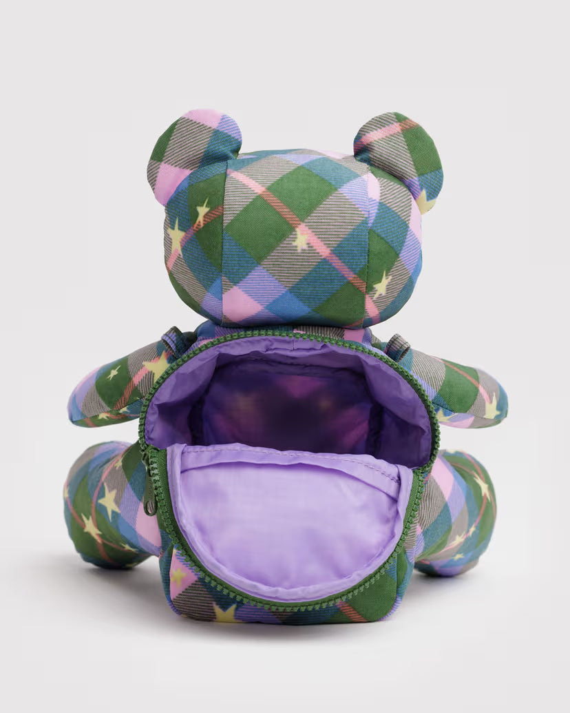 Baggu Bear Bag- Green Star Plaid