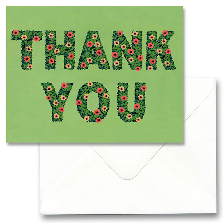Hedge Thank You card with it's accompanying envelope