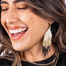 Load image into Gallery viewer, Claire Ombre Beaded Fringe Earrings - Black
