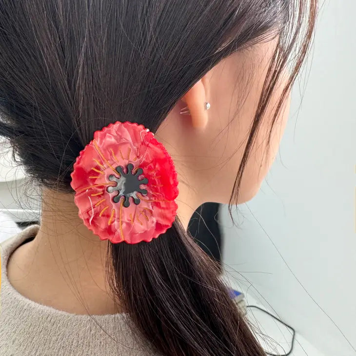 Hair Claw - Asian Poppy Flower