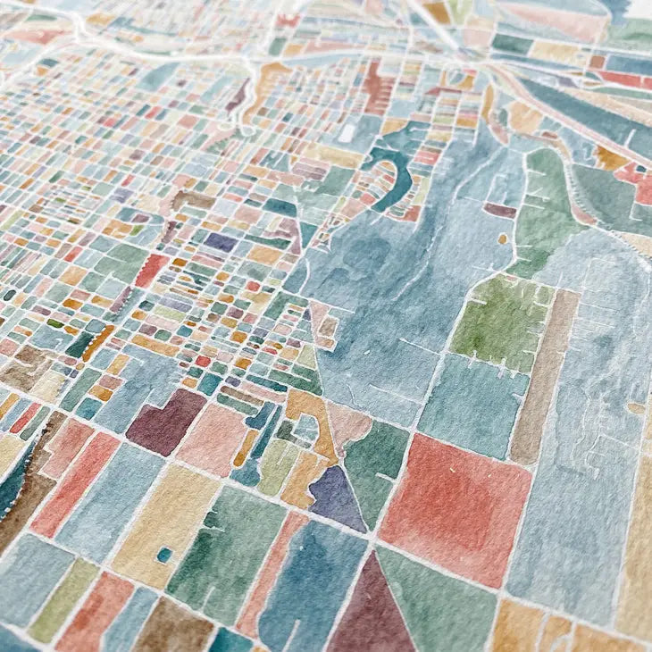 Turn of the Centuries - Tacoma Washington Painted Map - ColorFULL