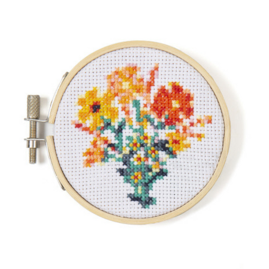 Flowers - Mini Cross Stitch Embroidery Kit