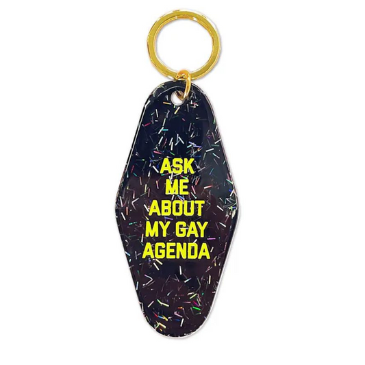Golden Gems Motel Keytag - Ask About My Gay Agenda