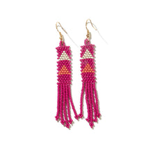 Load image into Gallery viewer, Emma Triangles Beaded Fringe Earrings - Hot Pink
