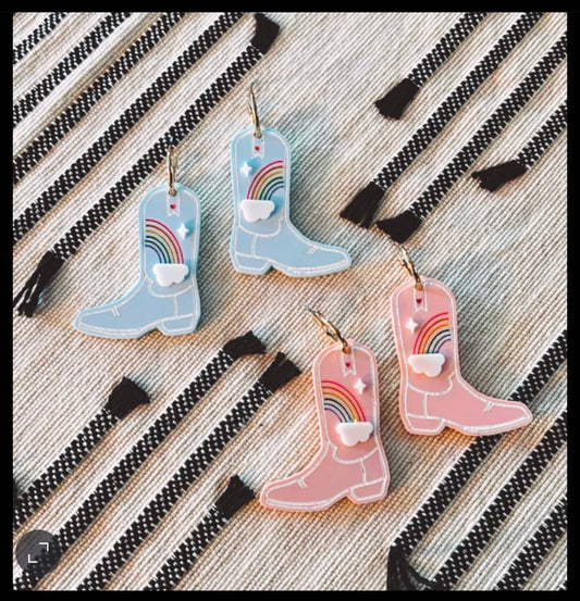 Blue Pride Boots Earrings