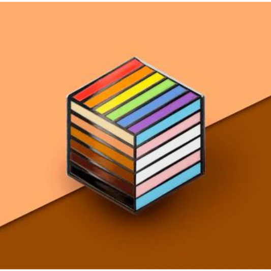Inclusive Flag Cube Enamel Pin