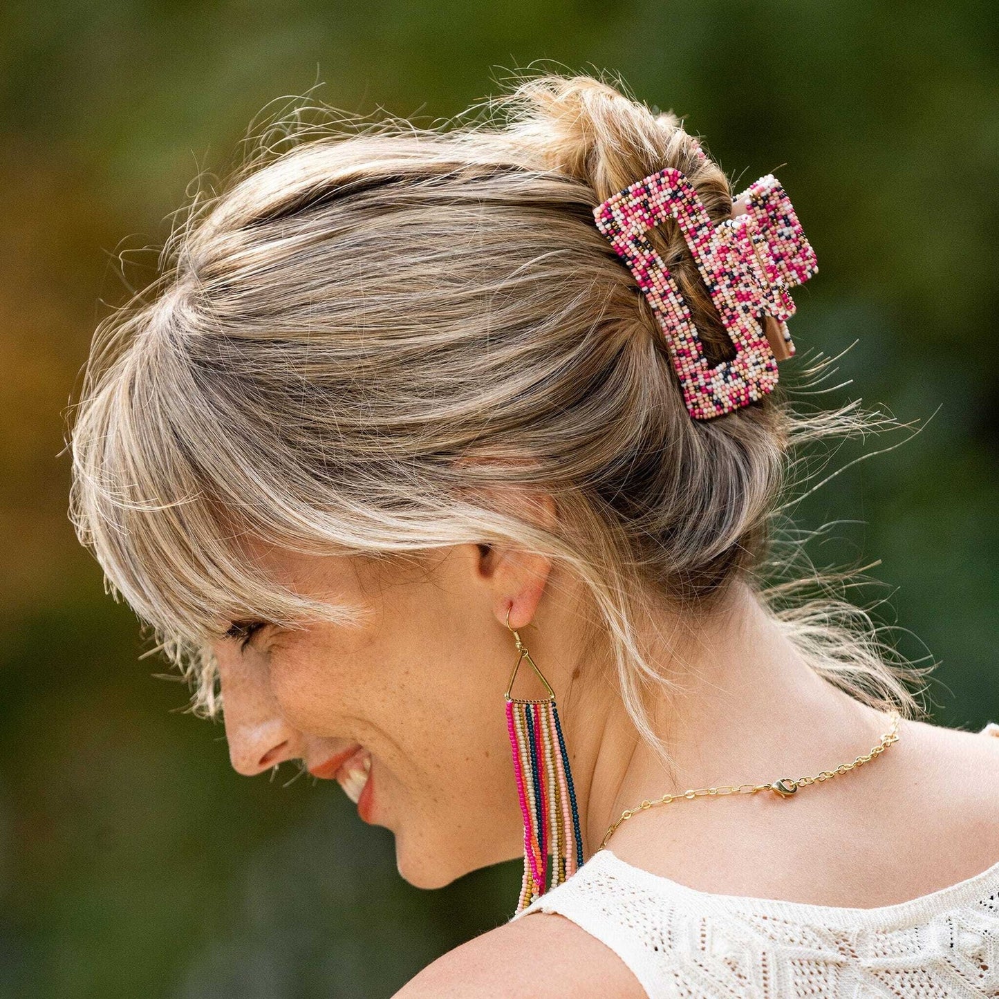 Lola Confetti Beaded Hair Claw Hot Pink