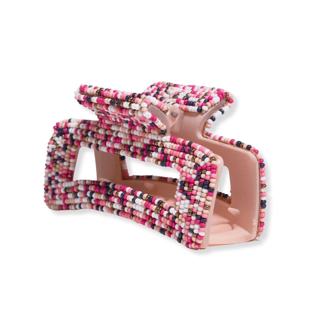 Lola Confetti Beaded Hair Claw Hot Pink