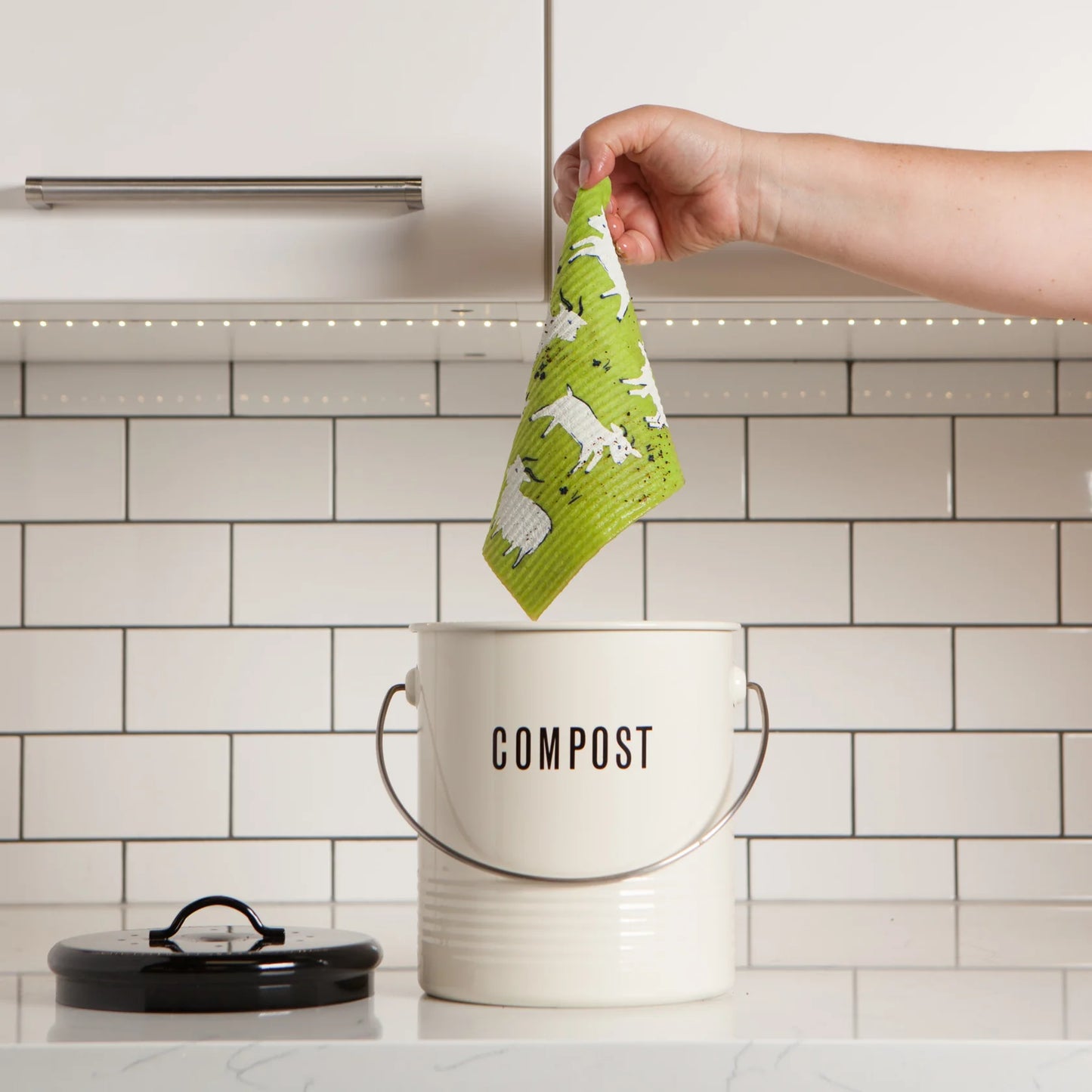 Sponge cloth being composted