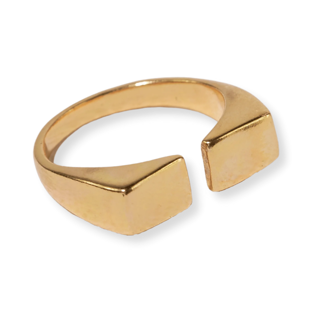 Maxine Dual Rectangles Ring Brass