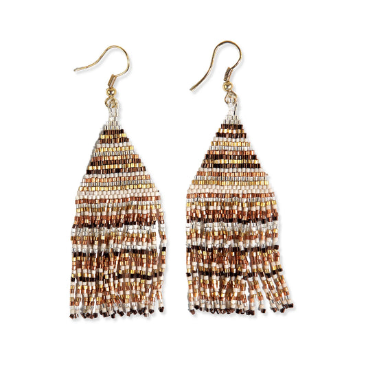 Lexie Solid Beaded Fringe Earrings - Mixed Metallic