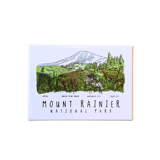 Mount Rainier NP - Wildflower Montage Magnet