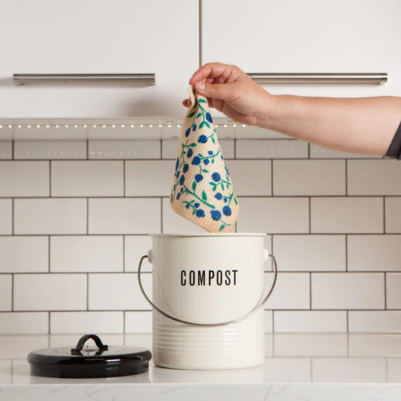 Used sponge cloth being composted