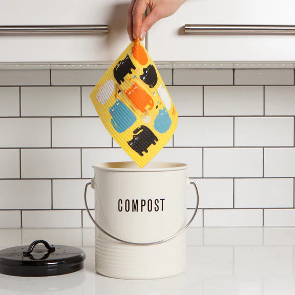 Sponge cloth being composted