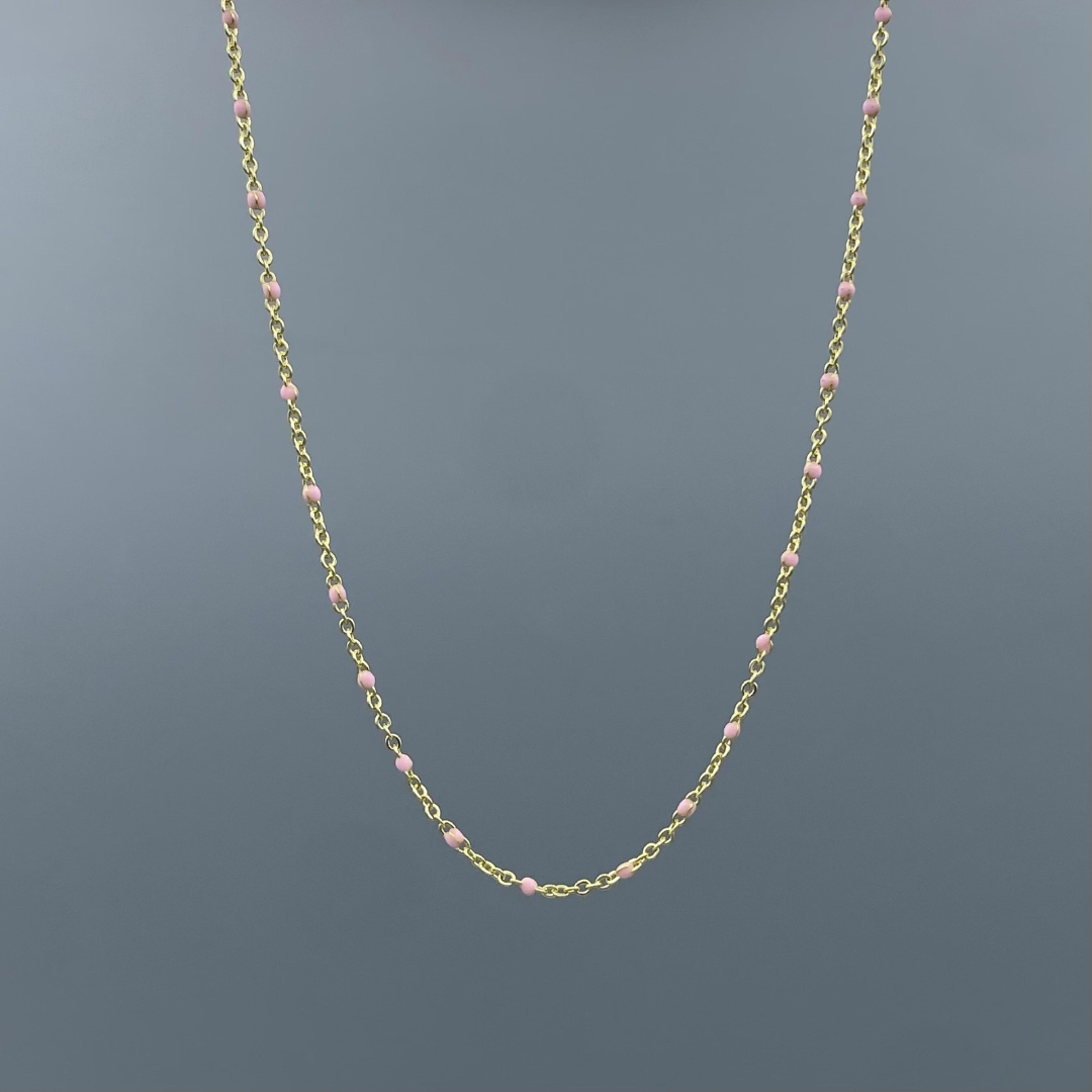 GF Pink Enamel Satellite Necklace