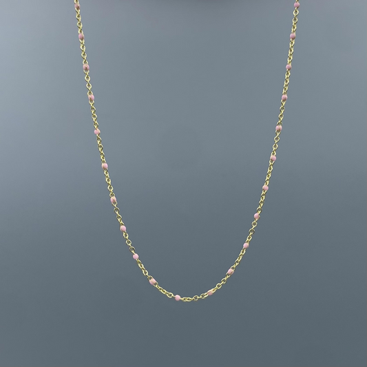 GF Pink Enamel Satellite Necklace