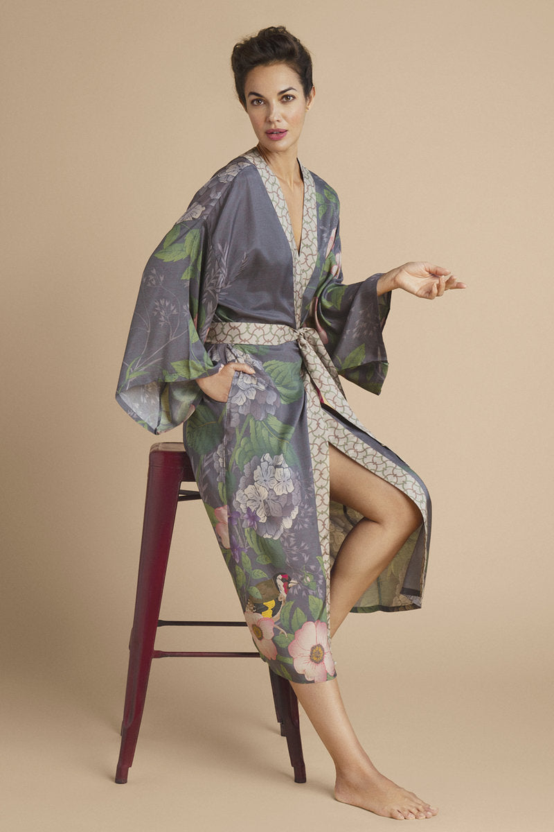 Kimono Gown - Hedgerow Pewter
