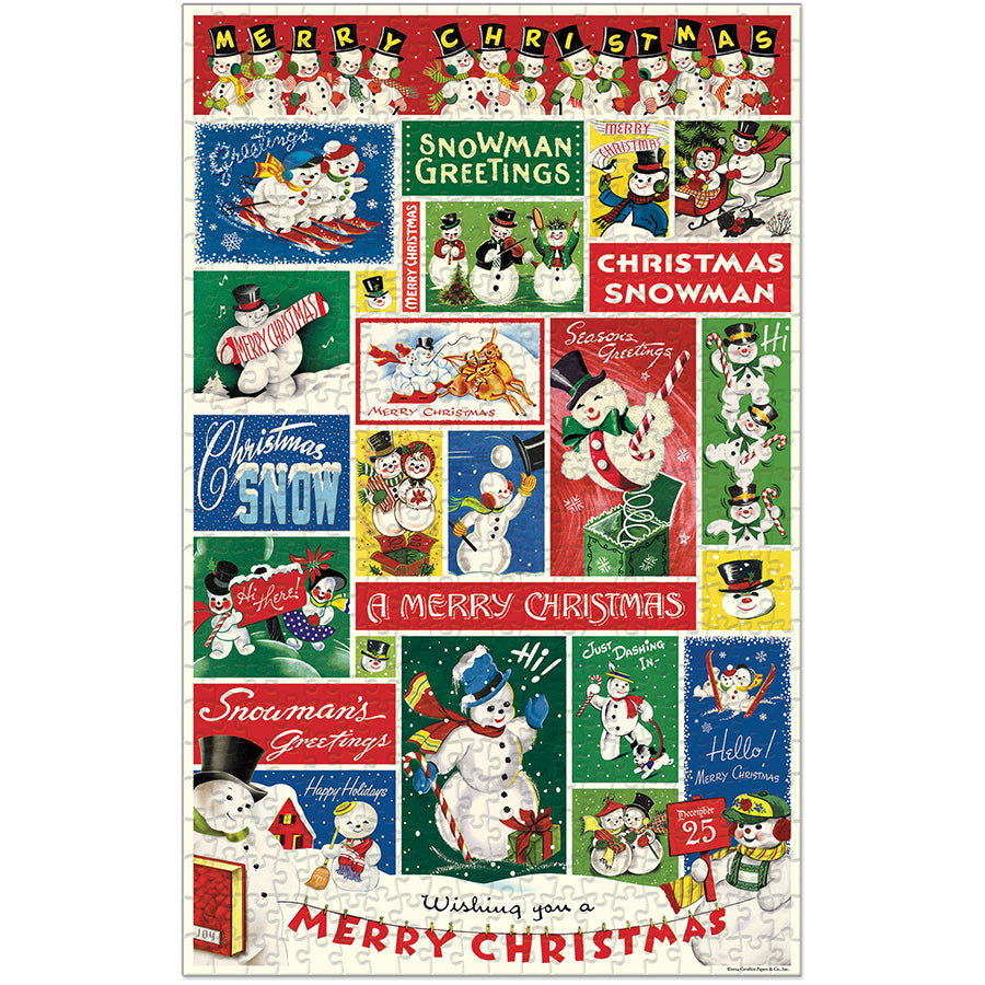Cavallini & Co. 500 Piece Puzzle - Christmas Snowmen