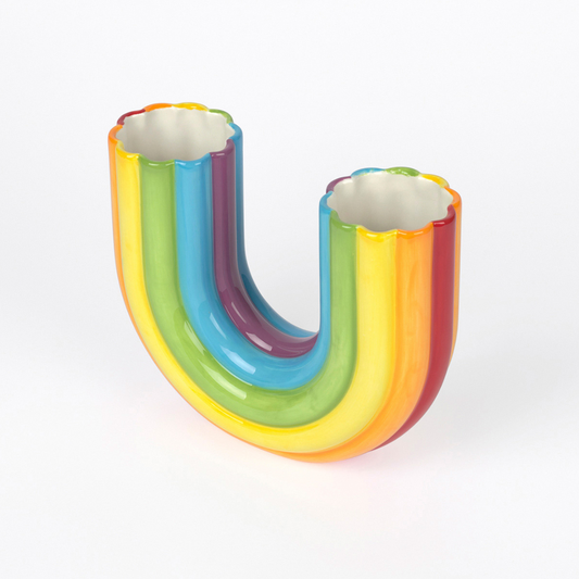 rainbow colored and shaped double vase