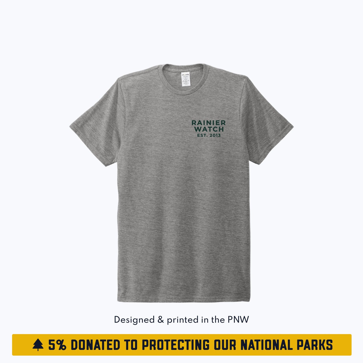 The Mountain Is Out Unisex Eco Tee - Double Sided - Heather Gray