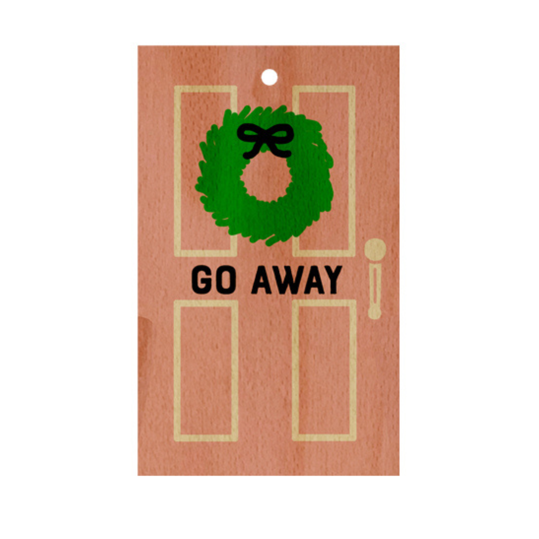 Wood Die-Cut Ornament - Pink Front Door Go Away