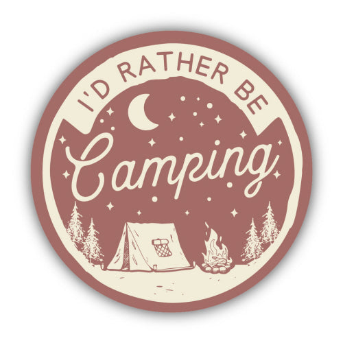 I'd Rather Be Camping Sticker - Green