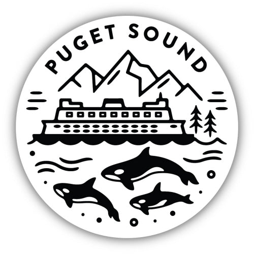 Puget Sound Ferry & Orcas Sticker