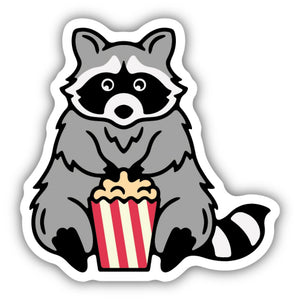 Raccoon with Popcorn Sticker