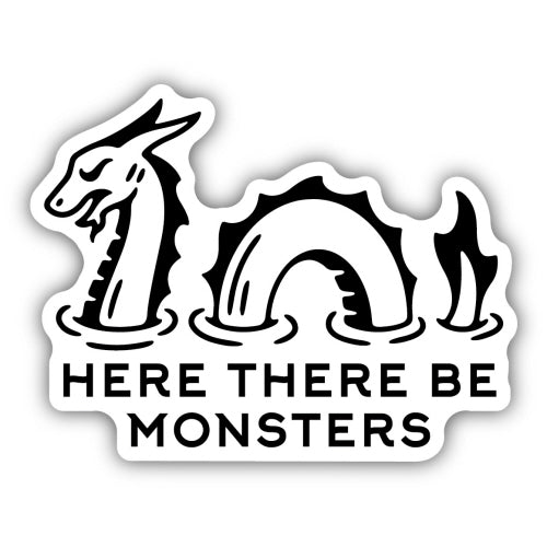 Here There Be Monsters Sea Serpent Sticker