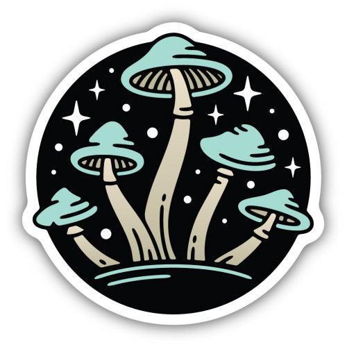 Nighttime Mushrooms Sticker