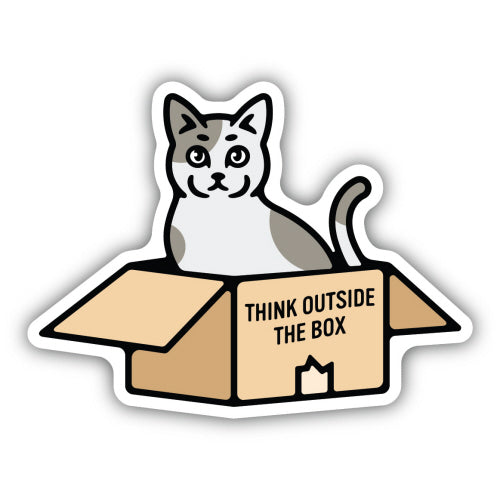 Think Outside the Box Cat Sticker