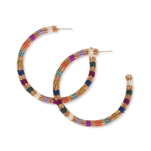 Raquel Striped Hoop Earrings - Muted