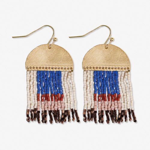 Birdie Abstract Beaded Fringe Earrings - Sedona